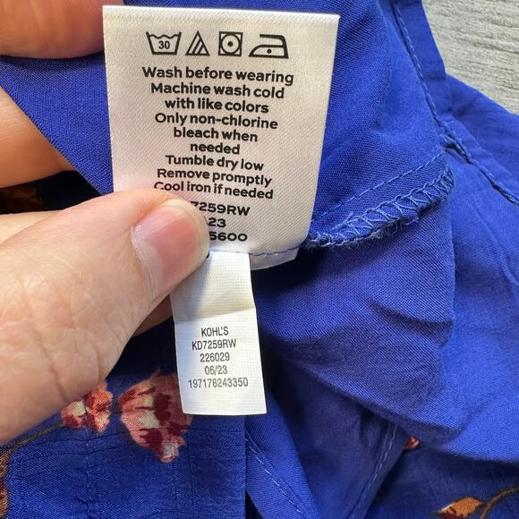 NWT Draper Jaems RSVP Tie Waist Mide Dress Cobalt Blue Floral Large - Picture 12 of 14